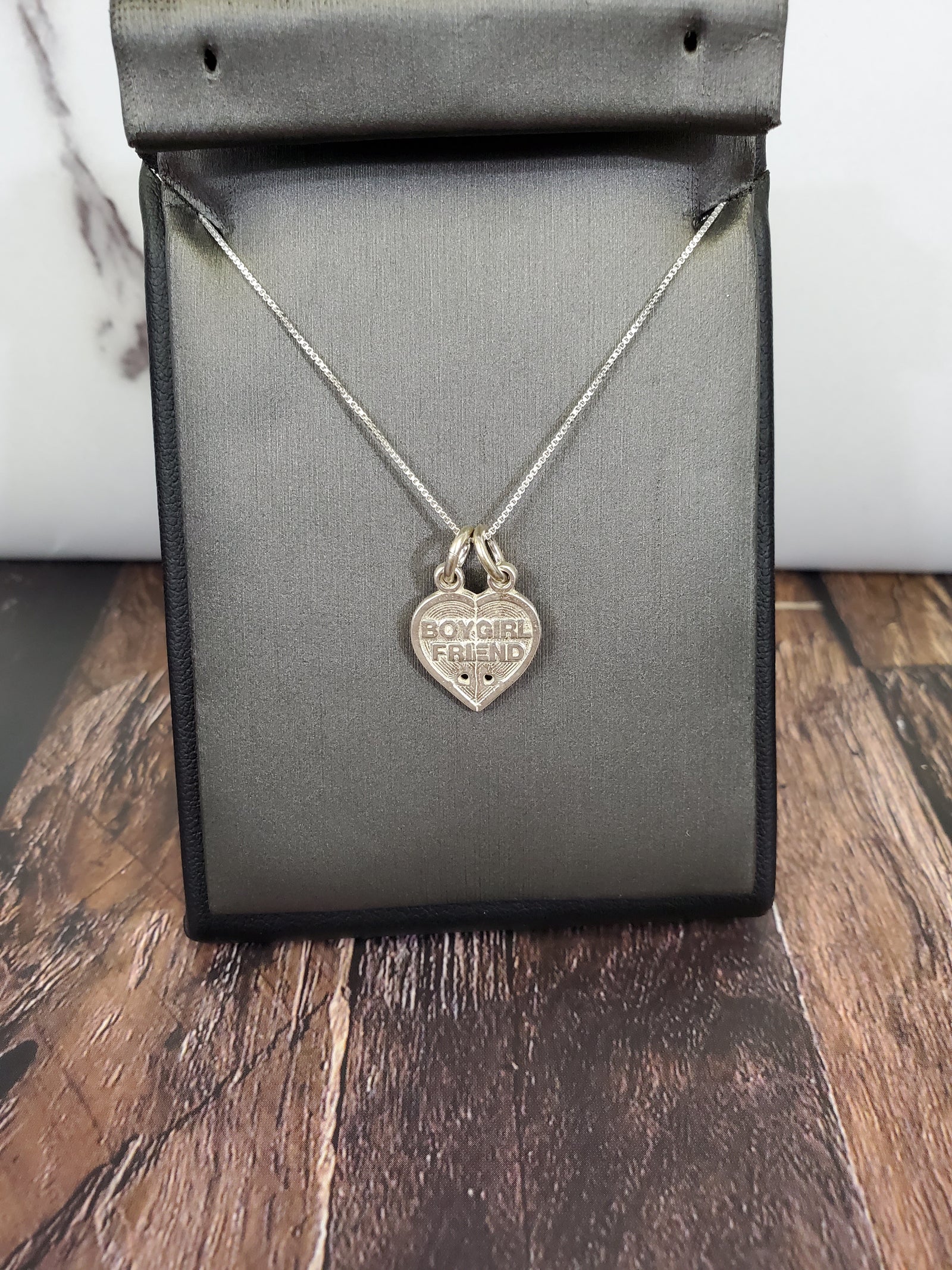 925 Sterling Silver Heart Pendant Charm with Box Chain (Made in Italy)