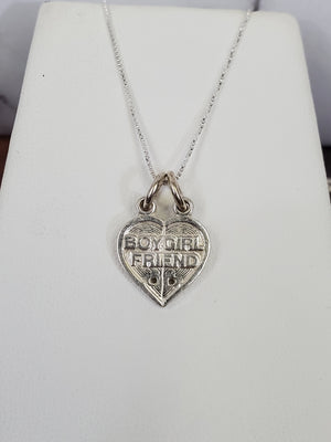 925 Sterling Silver Heart Pendant Charm with Box Chain (Made in Italy)