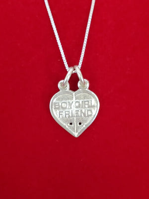 925 Sterling Silver Heart Pendant Charm with Box Chain (Made in Italy)