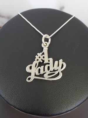 925 Sterling Silver 1 Lady Pendant Charm with Box Chain (Made in Italy)