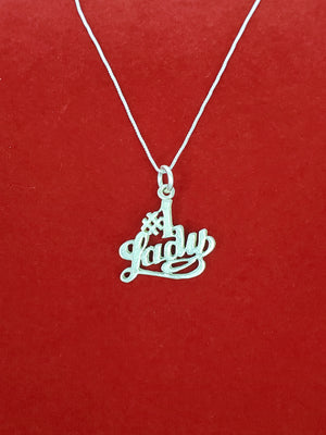 925 Sterling Silver 1 Lady Pendant Charm with Box Chain (Made in Italy)
