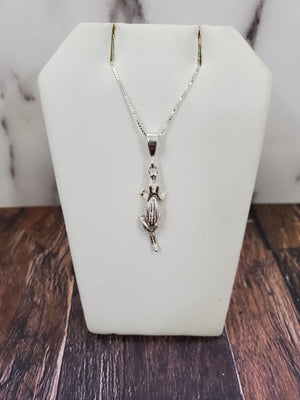 925 Sterling Silver (Made in Italy) Crocodile Charm with Box Chain