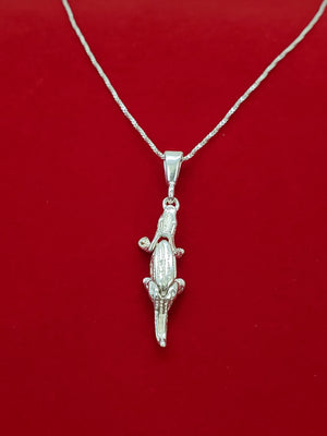925 Sterling Silver (Made in Italy) Crocodile Charm with Box Chain