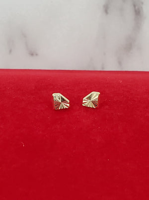 10K Solid Yellow Gold Diamond Shape Earrings for Girls womens