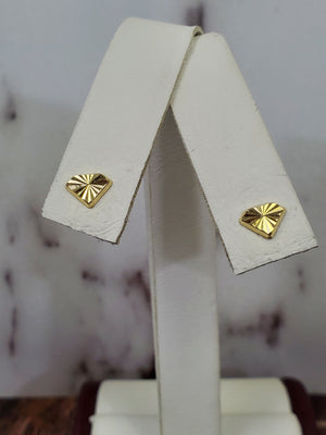 10K Solid Yellow Gold Diamond Shape Earrings for Girls womens