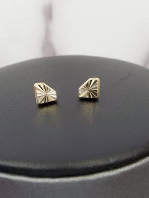 10K Solid Yellow Gold Diamond Shape Earrings for Girls womens