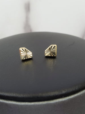 10K Solid Yellow Gold Diamond Shape Earrings for Girls womens