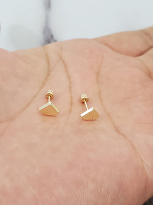 10K Solid Yellow Gold Diamond Shape Earrings for Girls womens