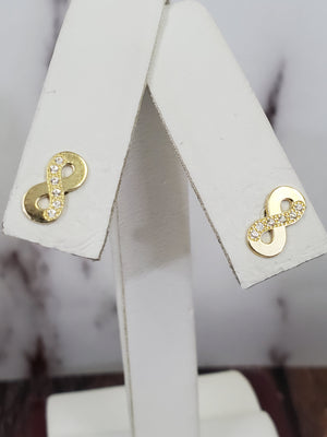 10K Solid Yellow Gold Infinity Cz Earrings for Girls womens