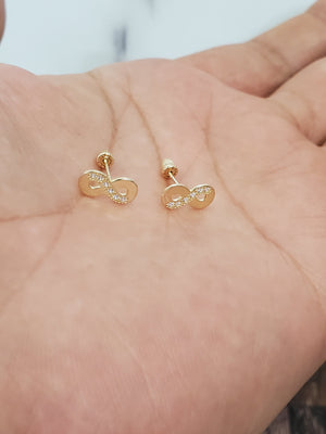 10K Solid Yellow Gold Infinity Cz Earrings for Girls womens