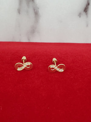 10K Solid Yellow Gold Infinity Cz Earrings for Girls womens