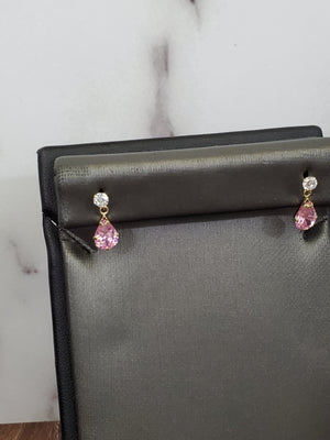 10K Solid Rose Gold Drop & Dangle Cz Earrings for Girls womens