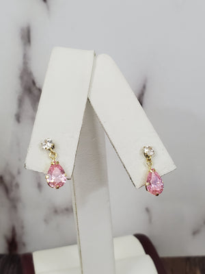 10K Solid Rose Gold Drop & Dangle Cz Earrings for Girls womens