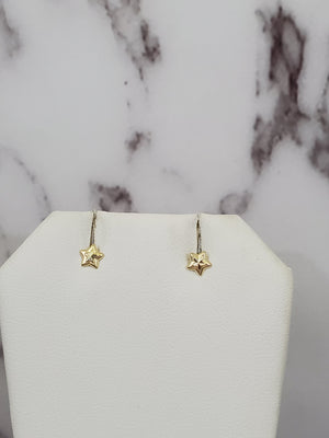 10K Solid Yellow Gold Star Earrings for Girls womens