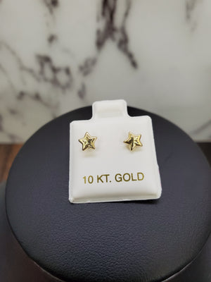 10K Solid Yellow Gold Star Earrings for Girls womens