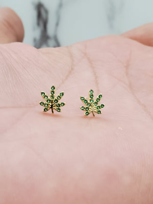 10K Solid Yellow Gold Tree Cz Earrings for Girls womens