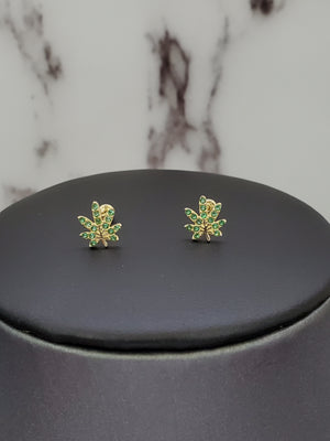 10K Solid Yellow Gold Tree Cz Earrings for Girls womens