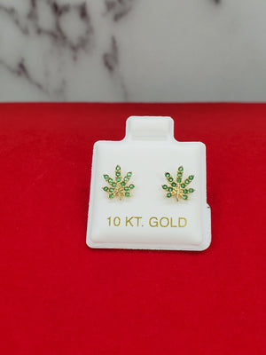 10K Solid Yellow Gold Tree Cz Earrings for Girls womens