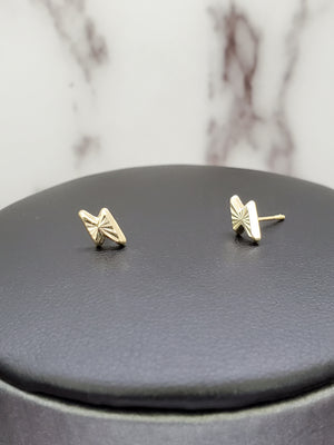 10K Solid Yellow Gold Lightning Bolt Stud Earrings for Girls womens
