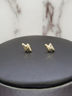 10K Solid Yellow Gold Lightning Bolt Stud Earrings for Girls womens
