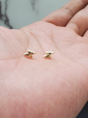 10K Solid Yellow Gold Lightning Bolt Stud Earrings for Girls womens