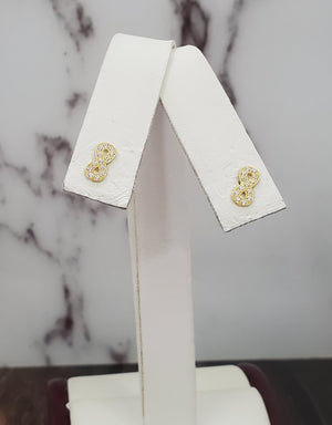 10K Solid Yellow Cz Infinity Earrings for Girls Womens