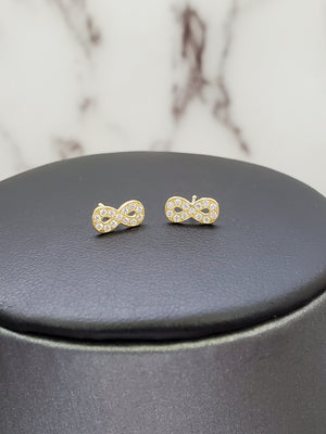 10K Solid Yellow Cz Infinity Earrings for Girls Womens