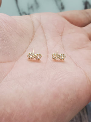 10K Solid Yellow Cz Infinity Earrings for Girls Womens