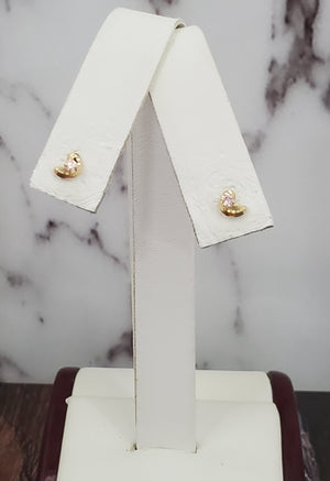 10K Solid Yellow Cz Half Moon Earrings for Girls Womens