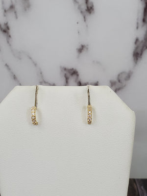 10K Solid Yellow Gold Cz Hoop Earrings for Girls Womens