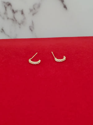 10K Solid Yellow Gold Cz Hoop Earrings for Girls Womens
