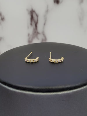 10K Solid Yellow Gold Cz Hoop Earrings for Girls Womens