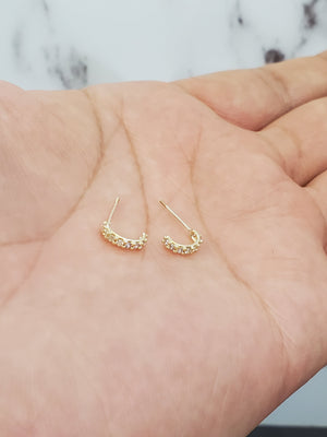 10K Solid Yellow Gold Cz Hoop Earrings for Girls Womens