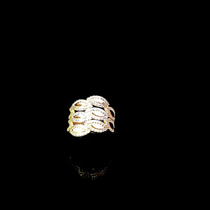 10K Solid Yellow Gold Braided Cz Ring For Women