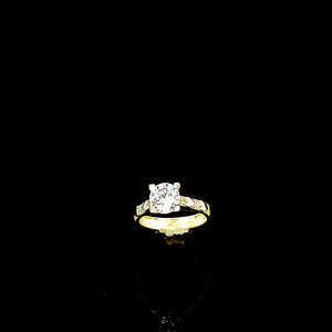 10K Solid Yellow Gold Solitaire Cz Ring For Women