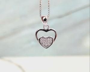 925 Silver Heart CZ Charm