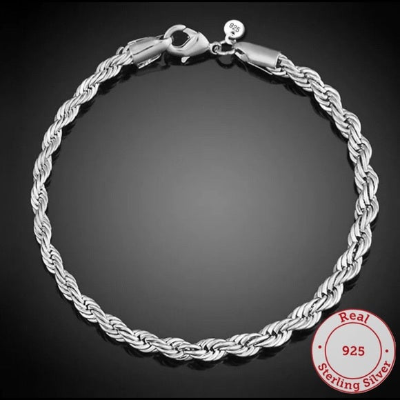 Strong Together Sterling Silver Rope Chain Bracelet