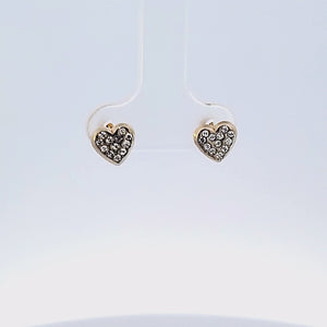10K Solid Yellow Gold Cz Heart Earrings for Girls Womens