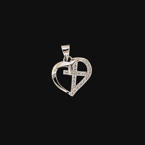 925 Silver Heart CZ Charm