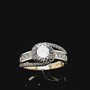 925 Silver Fancy CZ Solitaire Ring