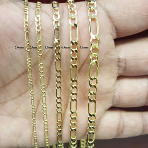 10K Gold Solid Figaro Chain