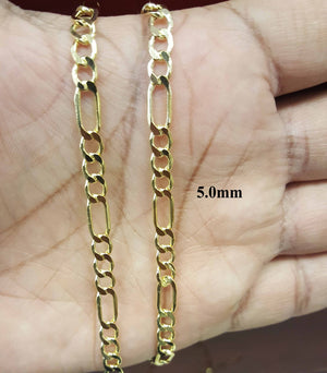 10K Gold Solid Figaro Chain