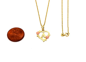 10K Trio Gold Heart Initial charm