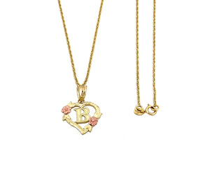 10K Trio Gold Heart Initial charm