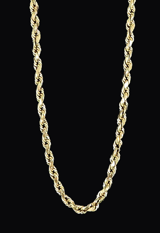 14K Yellow Gold Diamond Cut Rope Chain Real Solid 16 to 26 (2.5mm-5m -  Gold Depot Inc