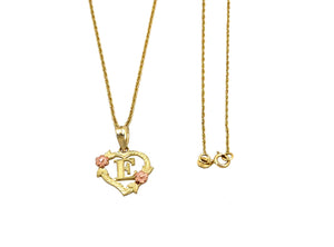 10K Trio Gold Heart Initial charm