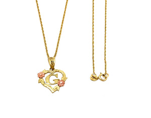10K Trio Gold Heart Initial charm