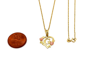 10K Trio Gold Heart Initial charm