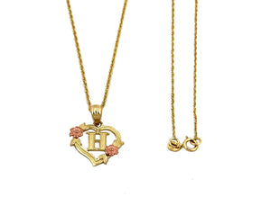 10K Trio Gold Heart Initial charm