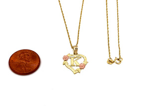 10K Trio Gold Heart Initial charm